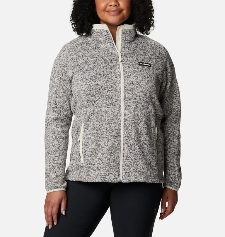 Women\'s Columbia Sweater Weather Full Zip Fleece Jackets Grey | Plus Size CA-OC5A3